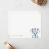 Minimalistisch Elephant-Kinderen voor Cute Baby op Notitiekaartje (Voorkant / Achterkant in situ)