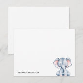 Minimalistisch Elephant-Kinderen voor Cute Baby op Notitiekaartje (Voorkant / Achterkant)