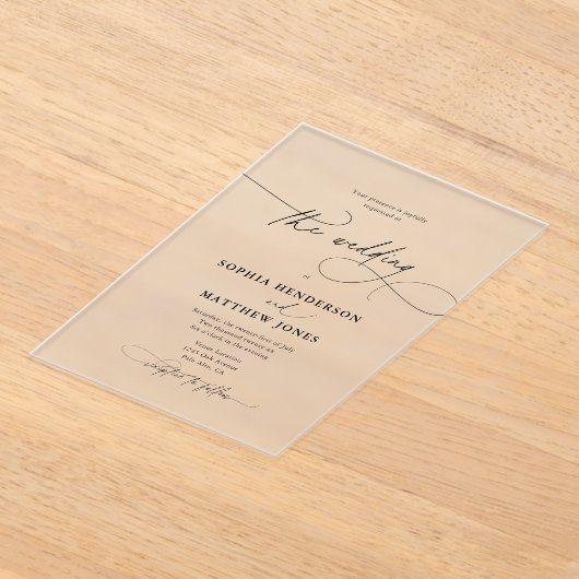 Minimalistisch ellegant Calligraphy Wedding Acryl Uitnodigingen (Laagn)