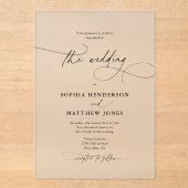 Minimalistisch ellegant Calligraphy Wedding Acryl Uitnodigingen (Voorkant)