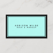 Minimalistisch ellegant eenvoudig zwart Blauwgroen Visitekaartje (Voorkant)