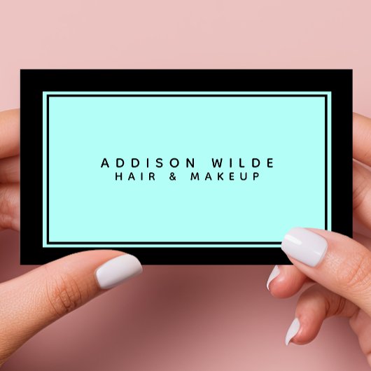 Minimalistisch ellegant eenvoudig zwart Blauwgroen Visitekaartje