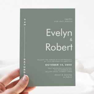 Minimalistisch ellegant formeel groen huwelijk kaart