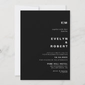 Minimalistisch ellegant formeel Initiaal Black Wed Kaart (Voorkant)