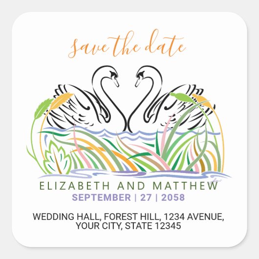 Minimalistisch ellegant-liefdesontwerp vierkante sticker (Voorkant)