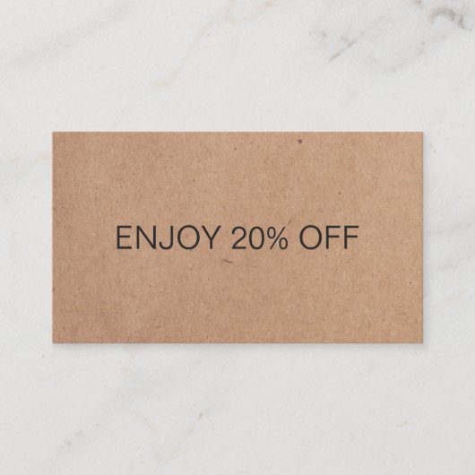 Minimalistisch ellegant Printed Kraft Coupon (Voorkant)