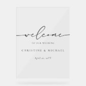 Minimalistisch ellegant Script Welkome bruiloft Acryl Bord (Voorkant)