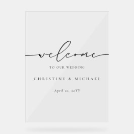 Minimalistisch ellegant Script Welkome bruiloft Acryl Bord