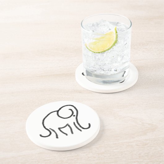 Minimalistisch ellephant Emblem Stone Drink Onderz Zandsteen Onderzetter (Zijkant)