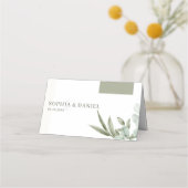 Minimalistisch elyptusbladeren plaatskaartje (Achterkant)