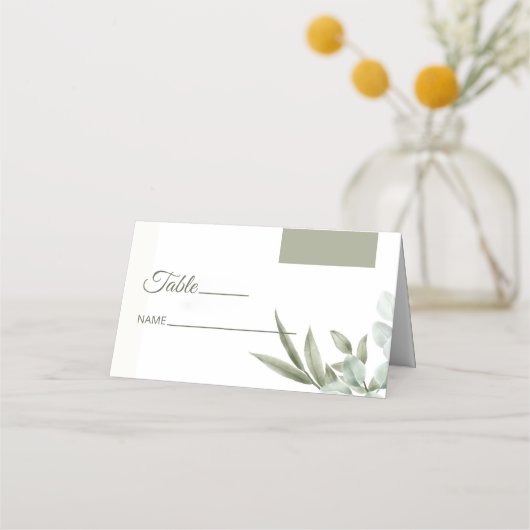 Minimalistisch elyptusbladeren plaatskaartje (Voorkant)