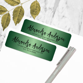 Minimalistisch Emerald Green Metallic Return-adres Etiket