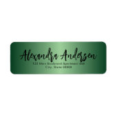 Minimalistisch Emerald Green Metallic Return-adres Etiket (Voorkant)