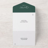 Minimalistisch Emerald Green Monogram Huwelijk All In One Uitnodiging (Buitenkant)
