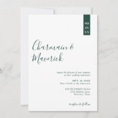 Minimalistisch Emerald Groen Script Bruiloft Kaart (Voorkant)