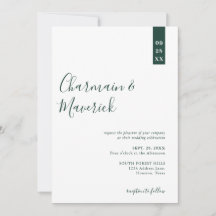 Minimalistisch Emerald Groen Script Bruiloft