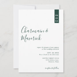 Minimalistisch Emerald Groen Script Bruiloft Kaart