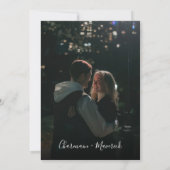 Minimalistisch Emerald Groen Script Foto Bruiloft Kaart (Achterkant)