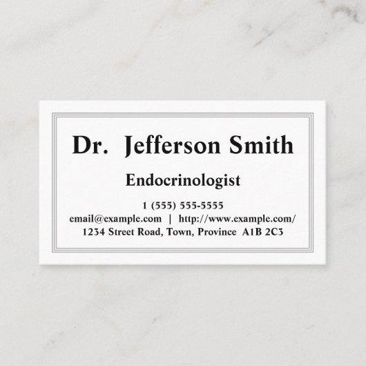 Minimalistisch en basisdocrinoloog Visitekaartje (Voorkant)