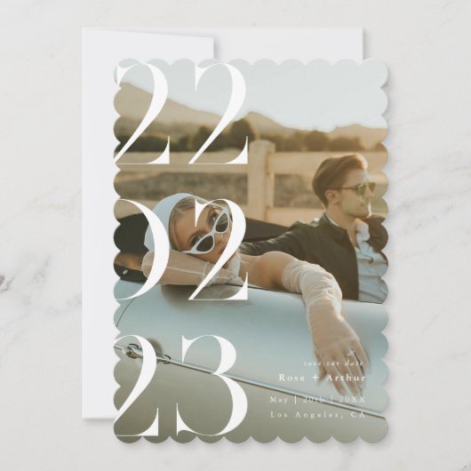 Minimalistisch en chic zwart-wit Save the date Kaart (Voorkant)