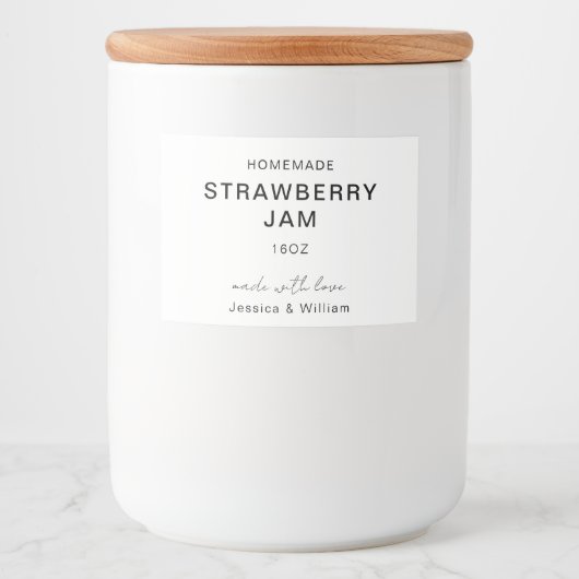 Minimalistisch en chique handschrift script voedselcontainer etiket (Voorkant)