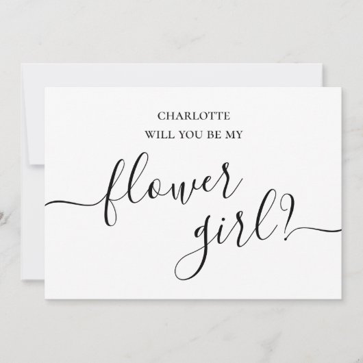 Minimalistisch en eenvoudig Bloemenmeisje-voorstel Kaart (Voorkant)