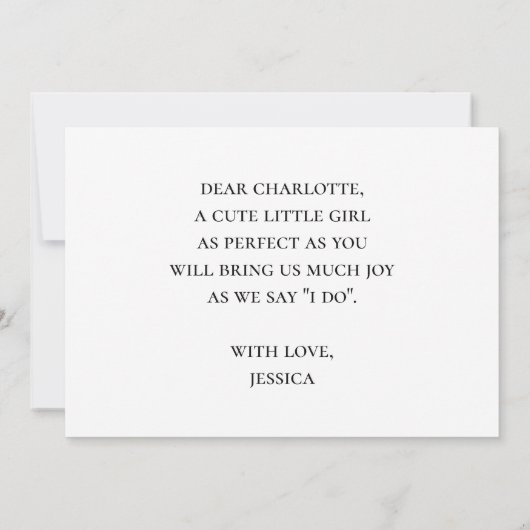 Minimalistisch en eenvoudig Bloemenmeisje-voorstel Kaart (Achterkant)