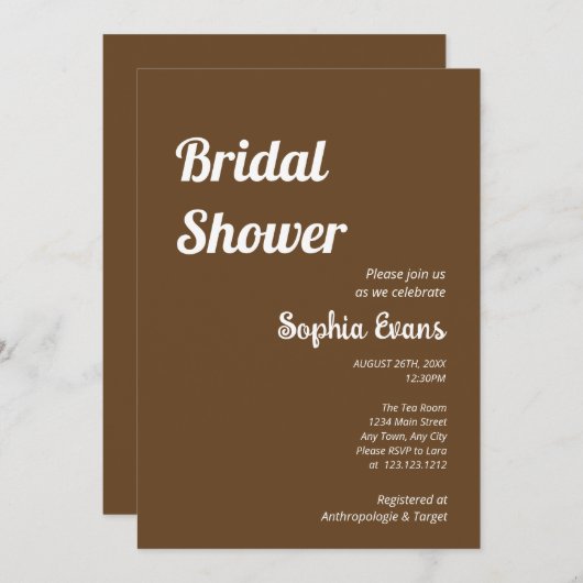 Minimalistisch en eenvoudig donkerbruin Vrijgezell Kaart (Voorkant / Achterkant)