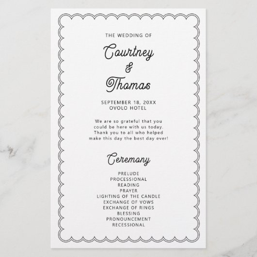 Minimalistisch en eenvoudig gescallopeerd grenspro (Voorkant)