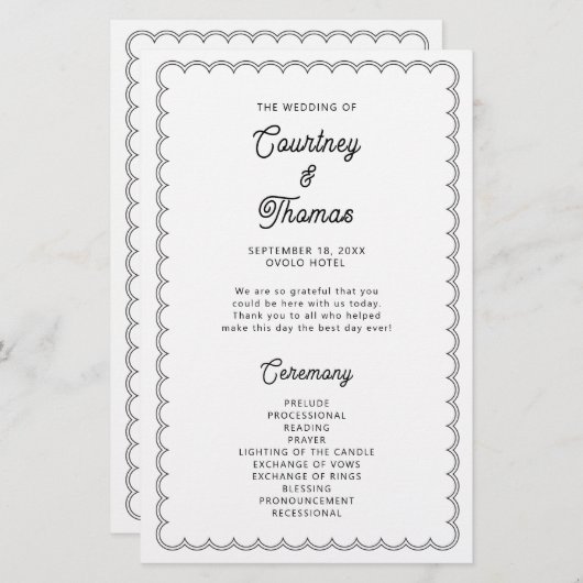 Minimalistisch en eenvoudig gescallopeerd grenspro (Voorkant / Achterkant)