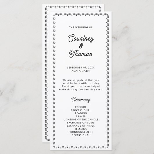 Minimalistisch en eenvoudig gescallopeerd grenspro (Voorkant / Achterkant)