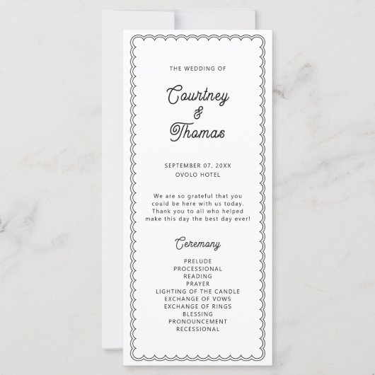 Minimalistisch en eenvoudig gescallopeerd grenspro (Voorkant)