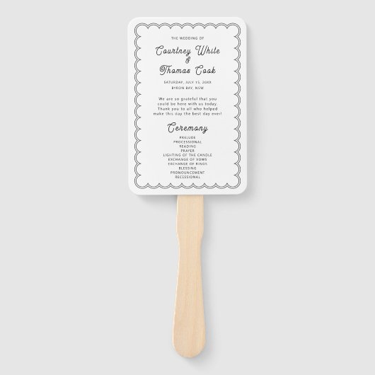 Minimalistisch en eenvoudig gescallopeerd grenspro handwaaier (Voorkant)