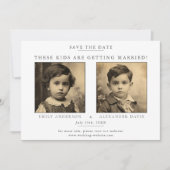 Minimalistisch en eenvoudig met foto uit de kinder save the date (Voorkant)