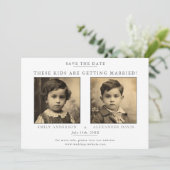 Minimalistisch en eenvoudig met foto uit de kinder save the date (Staand voorkant)