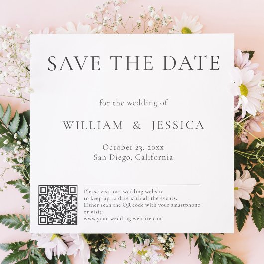 Minimalistisch en elegant met QR-code Save The Date