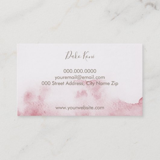 Minimalistisch en elegant visitekaartje waterverf (Achterkant)