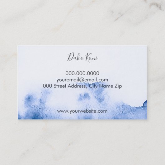 Minimalistisch en elegant visitekaartje waterverf (Achterkant)