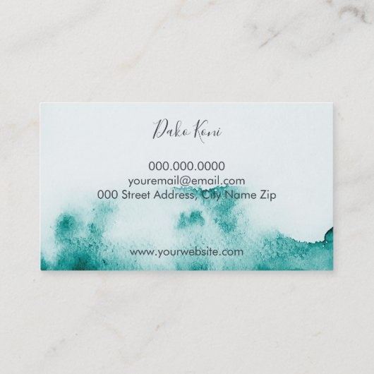 Minimalistisch en elegant visitekaartje waterverf (Achterkant)