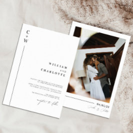 Minimalistisch en grafisch monogram huwelijk kaart