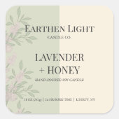 Minimalistisch en modern botanisch kaarslabel vierkante sticker (Voorkant)