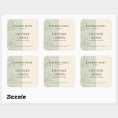 Minimalistisch en modern botanisch kaarslabel vierkante sticker (Vel)