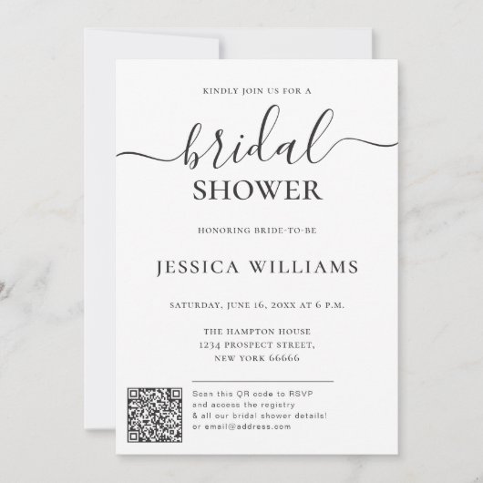 Minimalistisch en modern met QR-code-Vrijgezellenf Kaart (Voorkant)