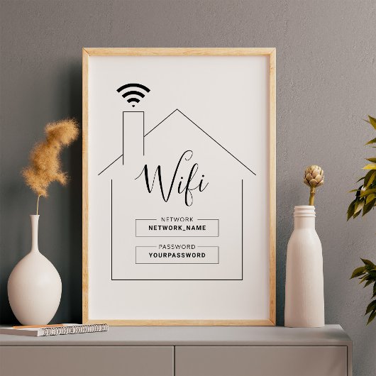 Minimalistisch en modern wifi-netwerkwachtwoord po poster