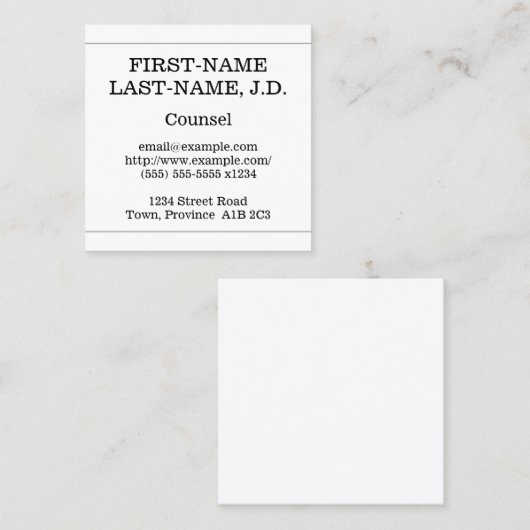 Minimalistisch en ondermaats Visitekaartje van de  (Voorkant / Achterkant)