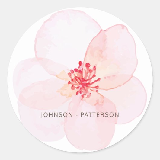 Minimalistisch en Waterverf Floral Wedding Ronde Sticker (Voorkant)