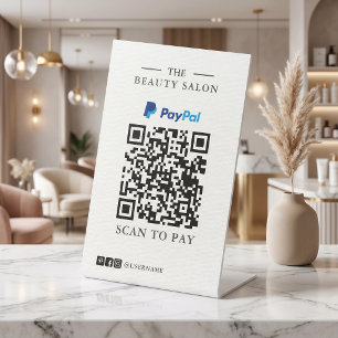 Minimalistisch Enkel PayPal QR Code Scan om Tafel  Reclamebord Met Voetstuk