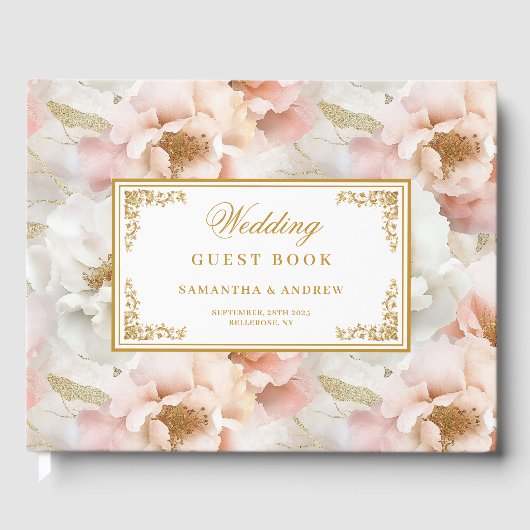 Minimalistisch etherisch pastelroze trouwgastenboe gastenboek (Voorkant)