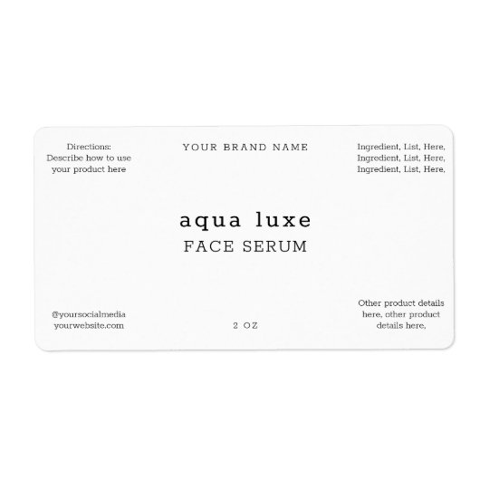 Minimalistisch etiket gezichtsserum (Voorkant)