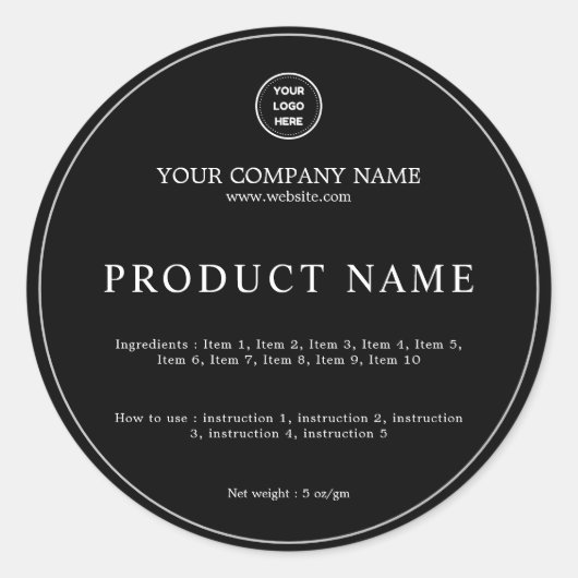 Minimalistisch etiket van ingrediënten (Voorkant)